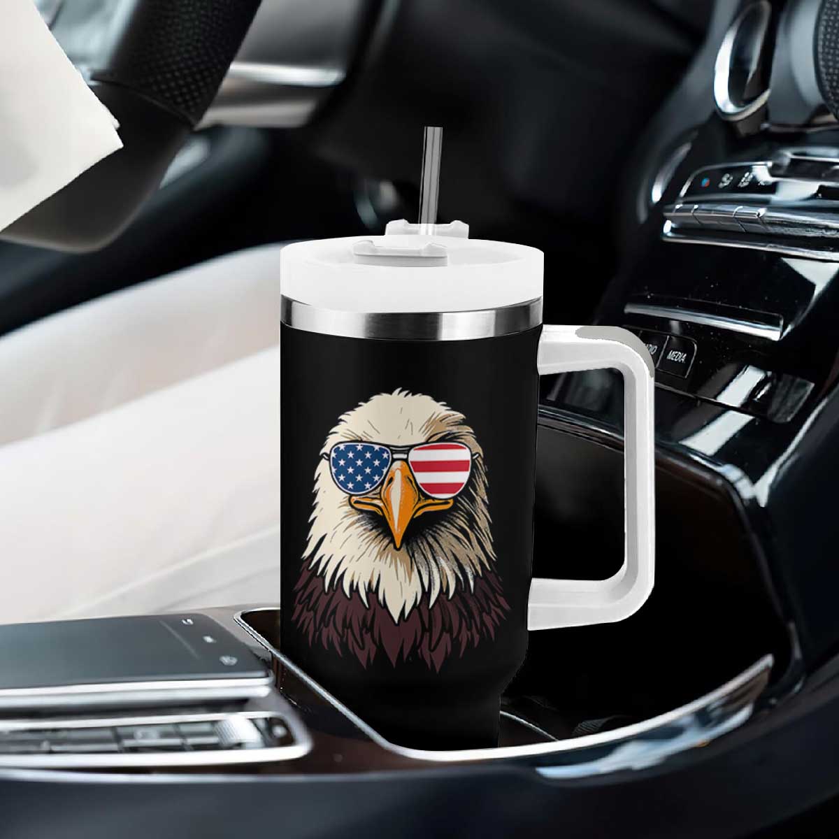 American Flag Patriotic Eagle Tumbler With Handle 4th of July TS10 Print Your Wear