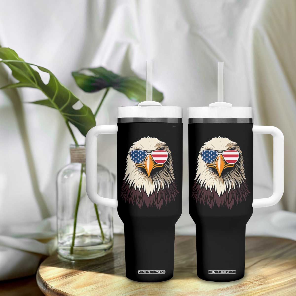 American Flag Patriotic Eagle Tumbler With Handle 4th of July TS10 Print Your Wear