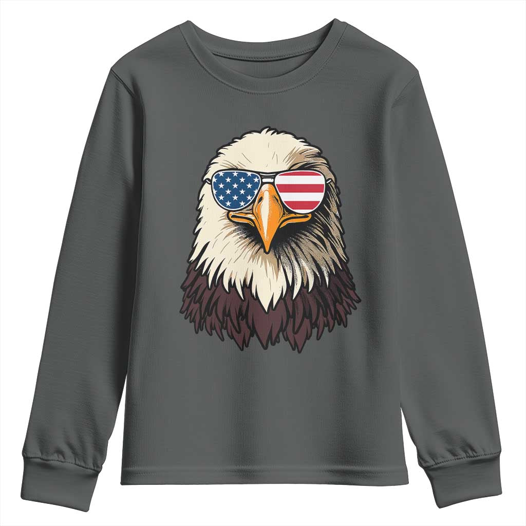 American Flag Patriotic Eagle Youth Sweatshirt 4th of July TS10 Dark Heather Print Your Wear