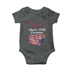 American Flag Resist Baby Onesie Like It's 1938 Germany TS02 Dark Heather Print Your Wear