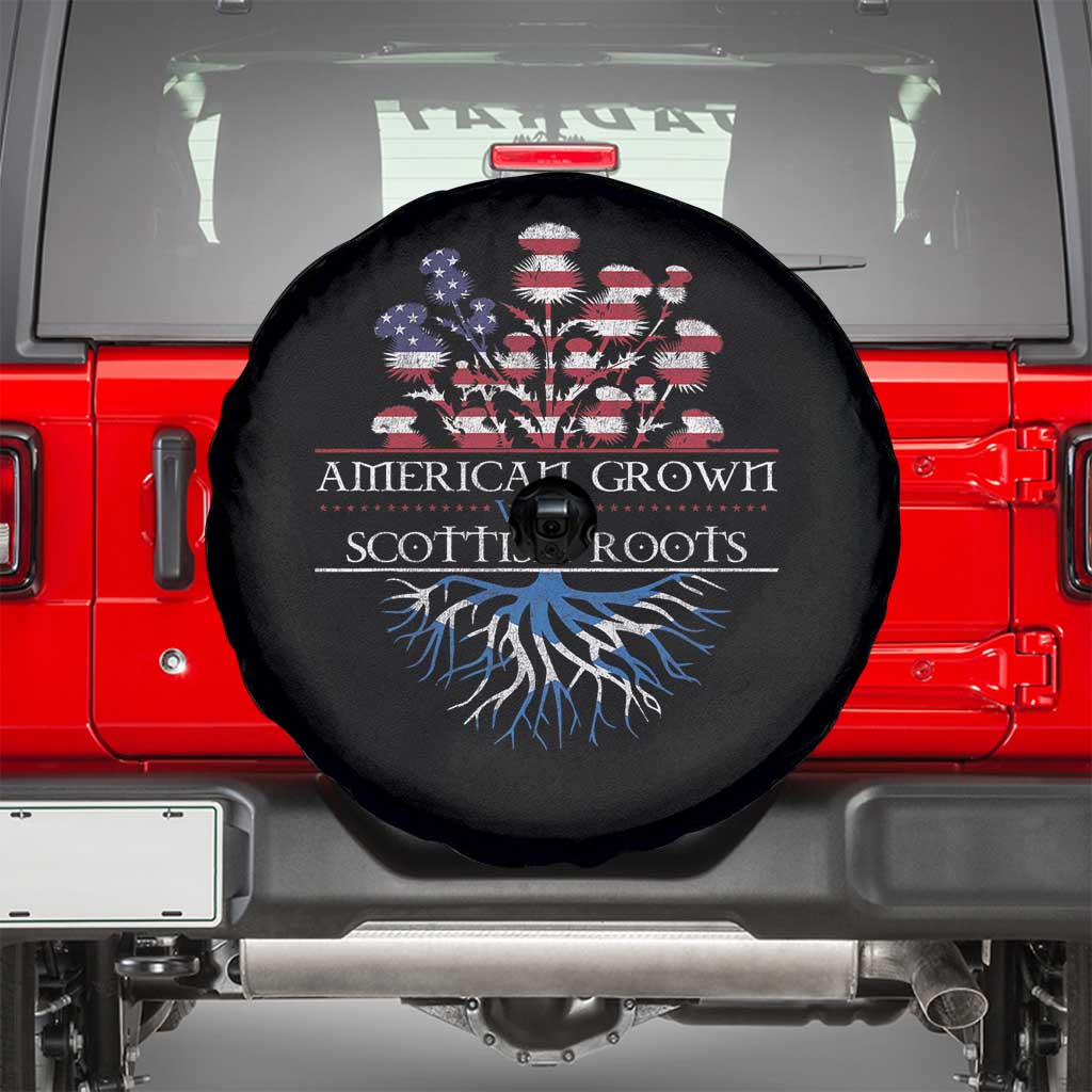 American Grown With Scottish Roots Spare Tire Cover Scottish American Heritage Thistle Flower TS11 Black Print Your Wear