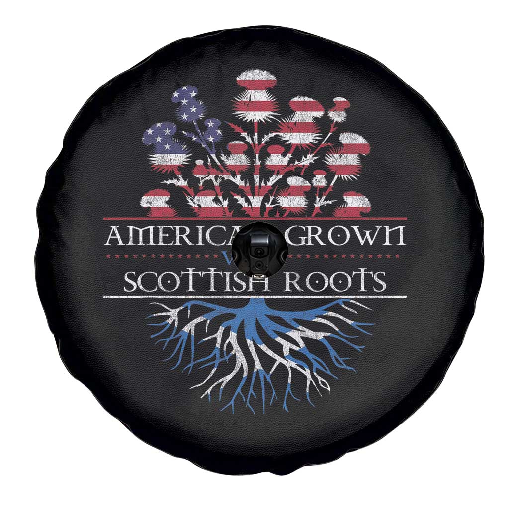 American Grown With Scottish Roots Spare Tire Cover Scottish American Heritage Thistle Flower TS11 Print Your Wear