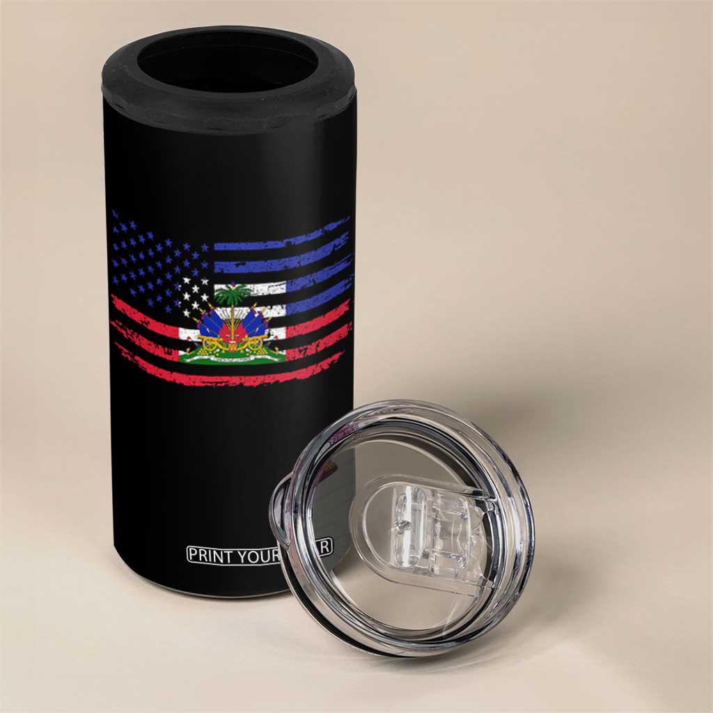 American Haitian Haiti USA Flag 4 in 1 Can Cooler Tumbler TS11 Print Your Wear