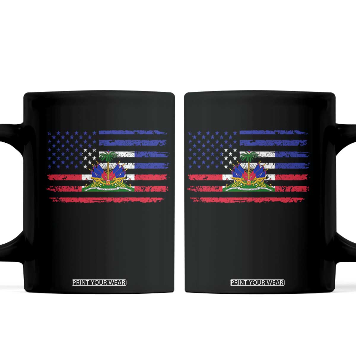 American Haitian Haiti USA Flag Coffee Mug TS11 Black Print Your Wear