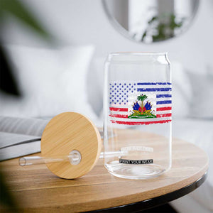 American Haitian Haiti USA Flag Glass Can TS11 Print Your Wear