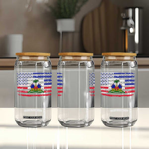 American Haitian Haiti USA Flag Glass Can TS11 Print Your Wear