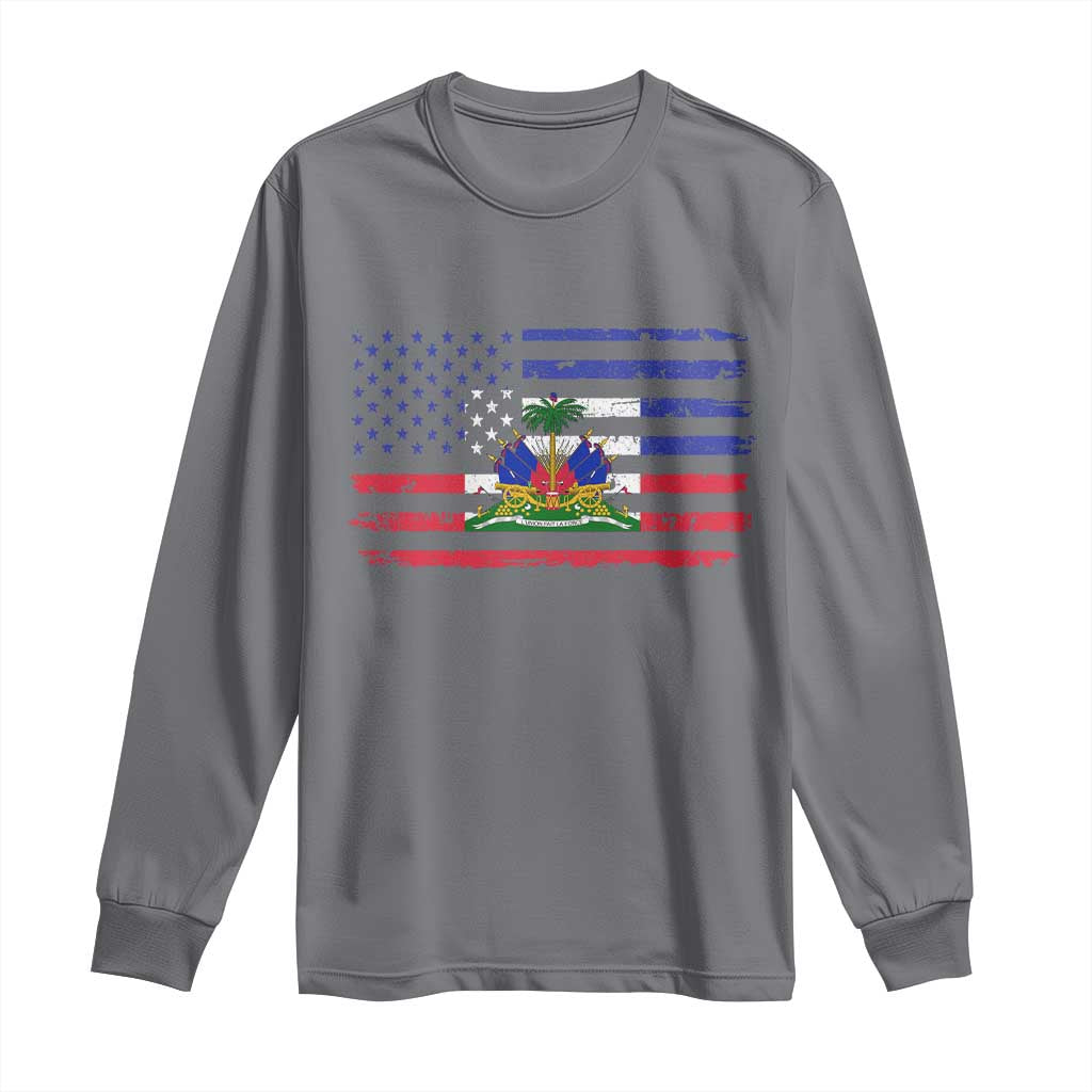 American Haitian Haiti USA Flag Long Sleeve Shirt TS11 Charcoal Print Your Wear