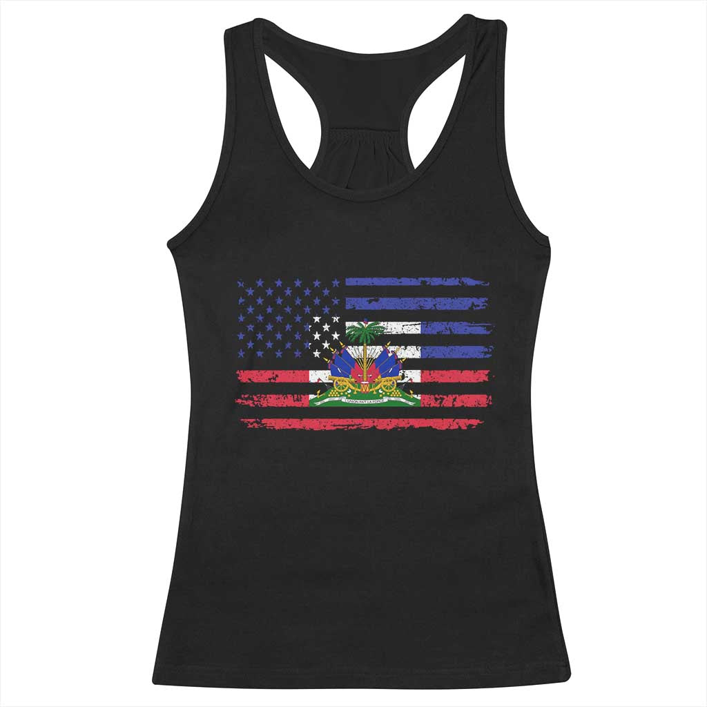 American Haitian Haiti USA Flag Racerback Tank Top TS11 Black Print Your Wear