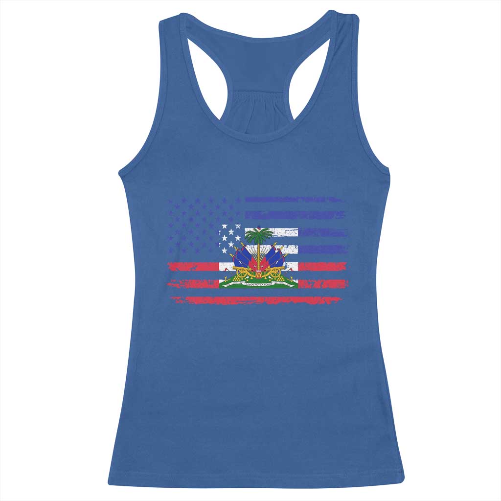 American Haitian Haiti USA Flag Racerback Tank Top TS11 Royal Blue Print Your Wear