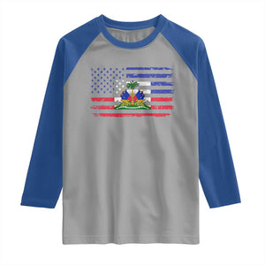 American Haitian Haiti USA Flag Raglan Shirt TS11 Sport Gray Royal Print Your Wear