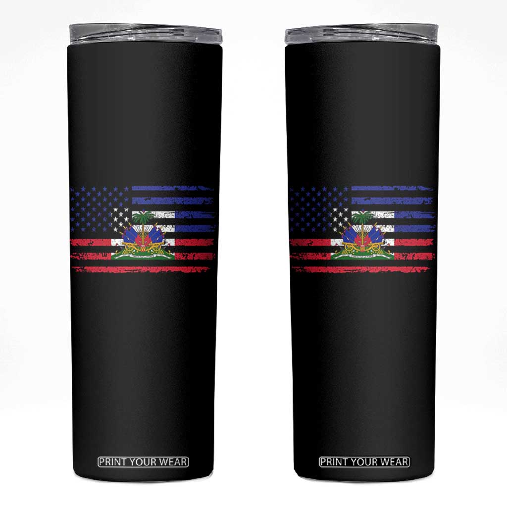 American Haitian Haiti USA Flag Skinny Tumbler TS11 Black Print Your Wear