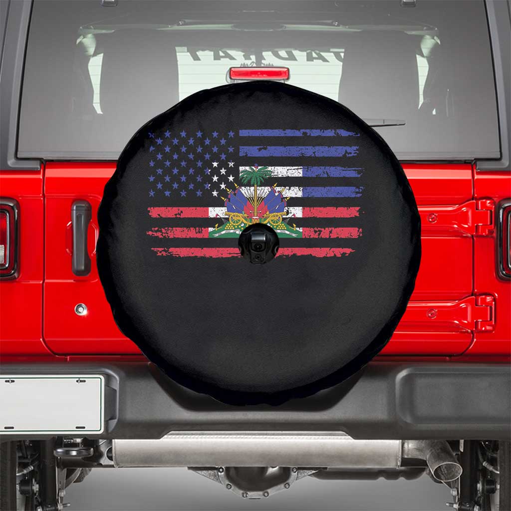 American Haitian Haiti USA Flag Spare Tire Cover TS11 Black Print Your Wear