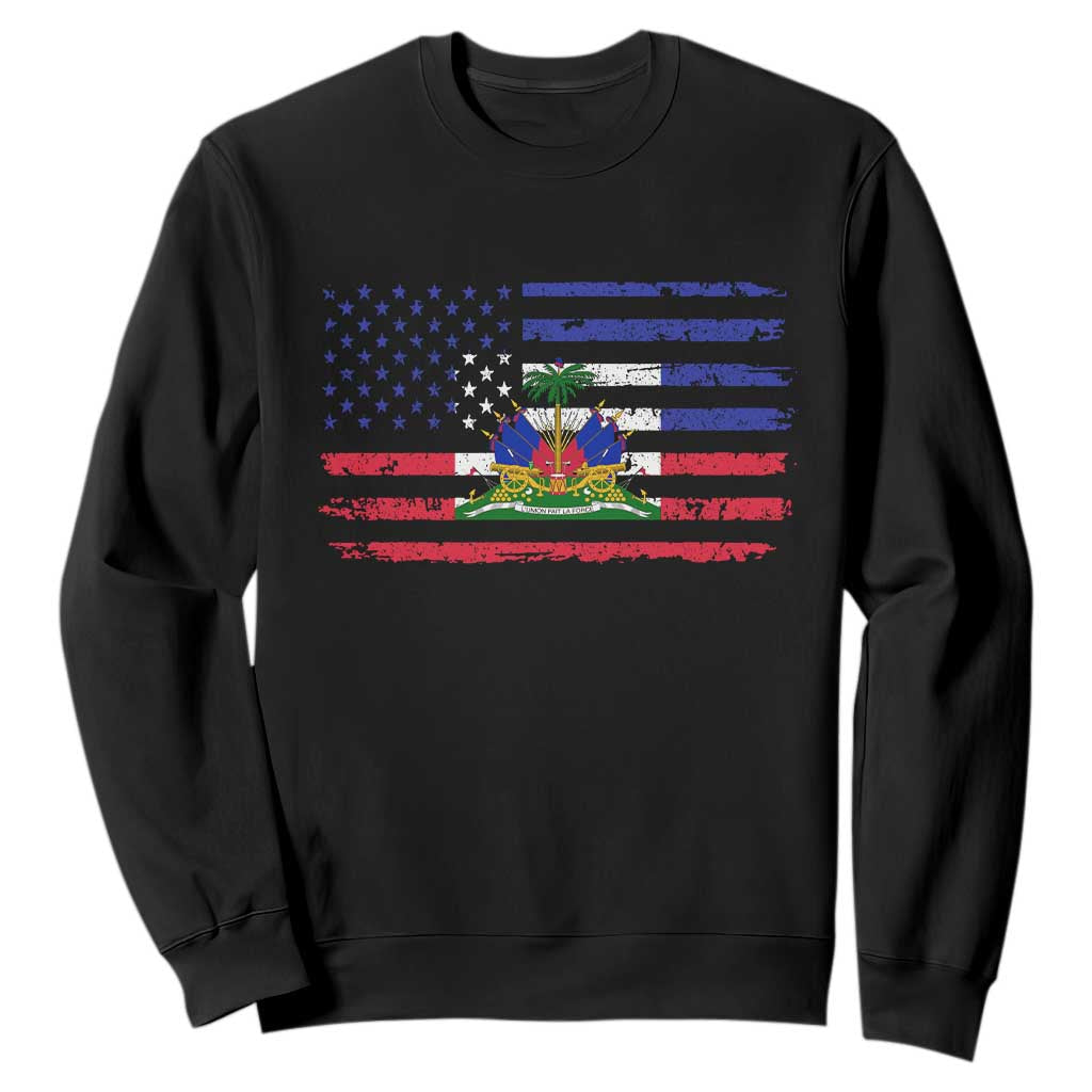 American Haitian Haiti USA Flag Sweatshirt TS11 Black Print Your Wear