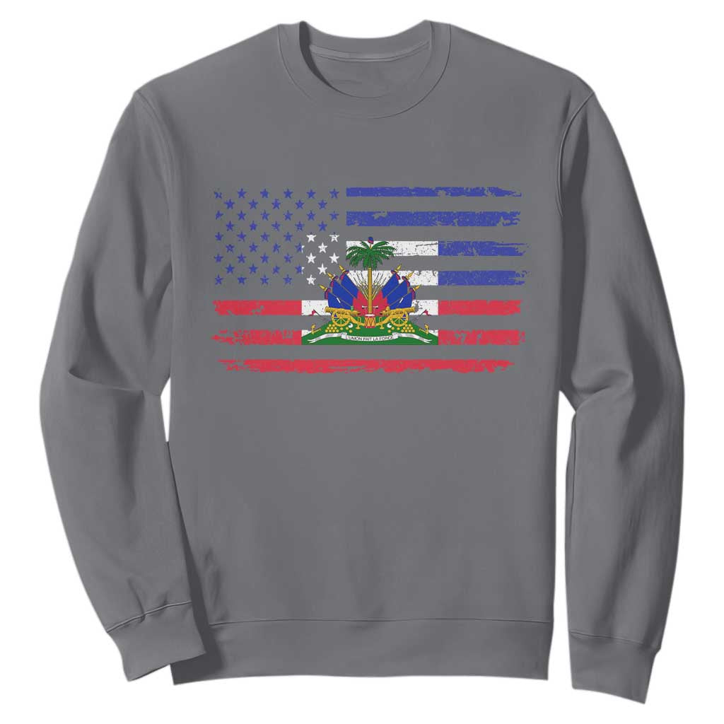 American Haitian Haiti USA Flag Sweatshirt TS11 Charcoal Print Your Wear