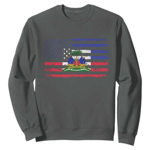 American Haitian Haiti USA Flag Sweatshirt TS11 Dark Heather Print Your Wear