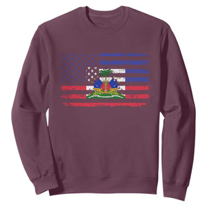 American Haitian Haiti USA Flag Sweatshirt TS11 Maroon Print Your Wear