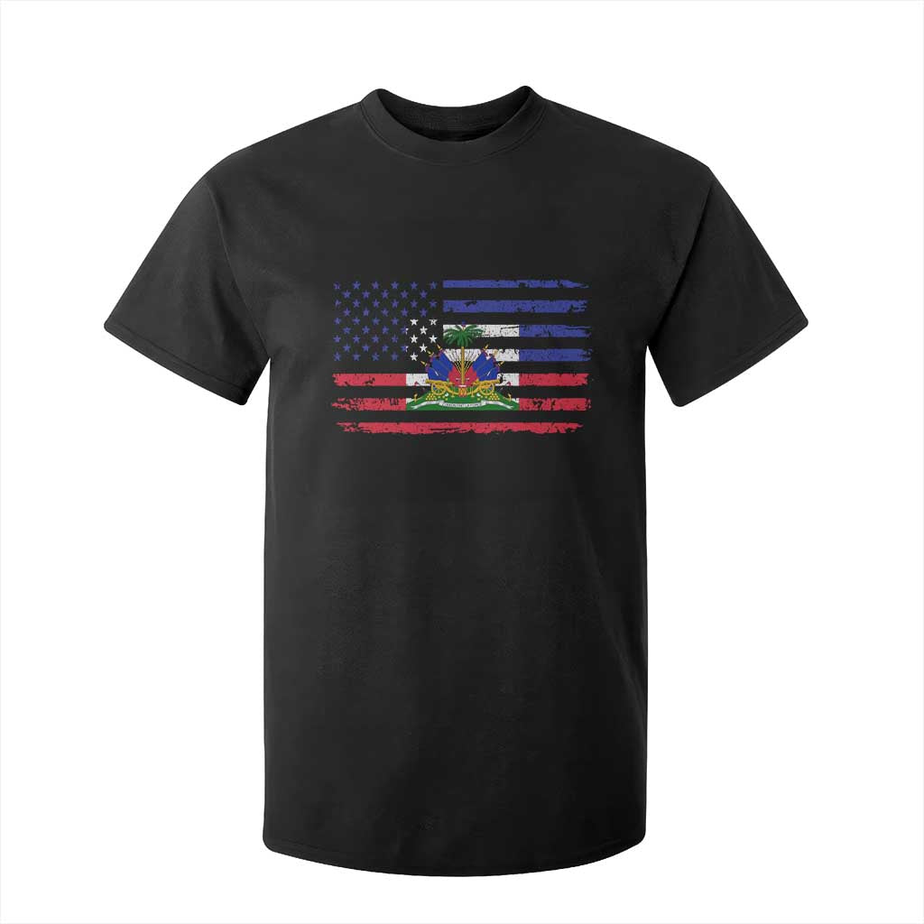 American Haitian Haiti USA Flag T Shirt For Kid TS11 Black Print Your Wear