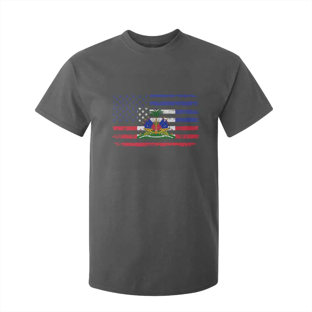American Haitian Haiti USA Flag T Shirt For Kid TS11 Dark Heather Print Your Wear