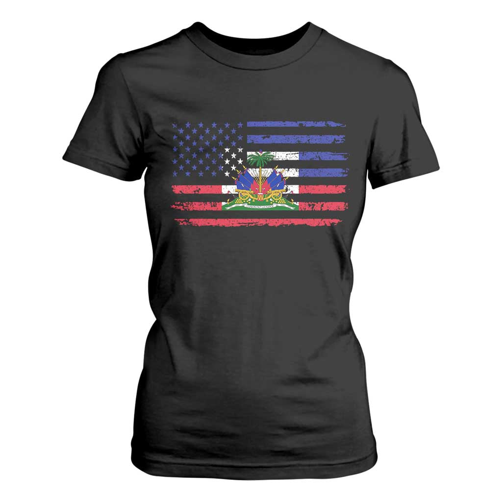 American Haitian Haiti USA Flag T Shirt For Women TS11 Black Print Your Wear