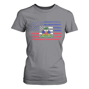 American Haitian Haiti USA Flag T Shirt For Women TS11 Charcoal Print Your Wear