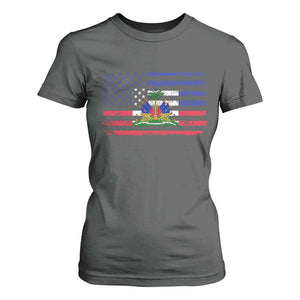 American Haitian Haiti USA Flag T Shirt For Women TS11 Dark Heather Print Your Wear