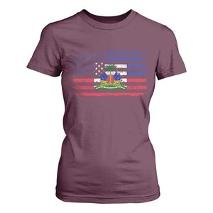 American Haitian Haiti USA Flag T Shirt For Women TS11 Maroon Print Your Wear