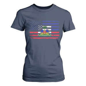 American Haitian Haiti USA Flag T Shirt For Women TS11 Navy Print Your Wear
