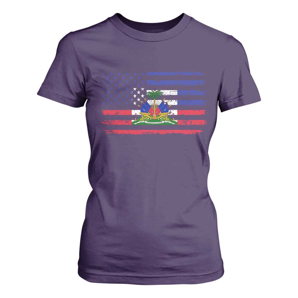 American Haitian Haiti USA Flag T Shirt For Women TS11 Purple Print Your Wear