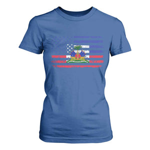 American Haitian Haiti USA Flag T Shirt For Women TS11 Royal Blue Print Your Wear