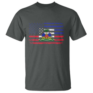 American Haitian Haiti USA Flag T Shirt TS11 Dark Heather Print Your Wear