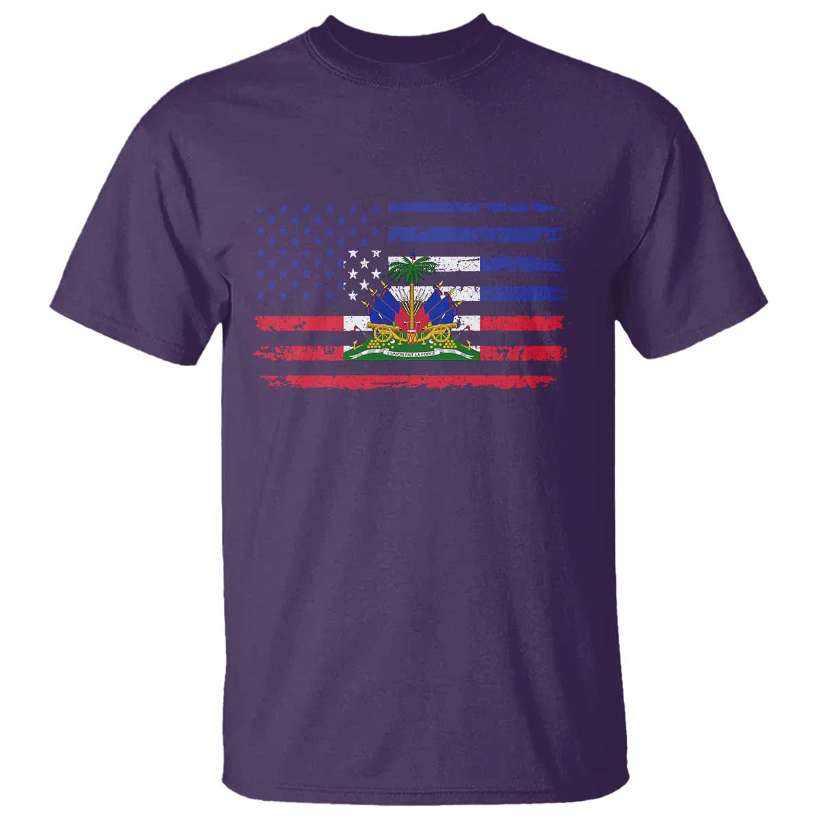 American Haitian Haiti USA Flag T Shirt TS11 Purple Print Your Wear
