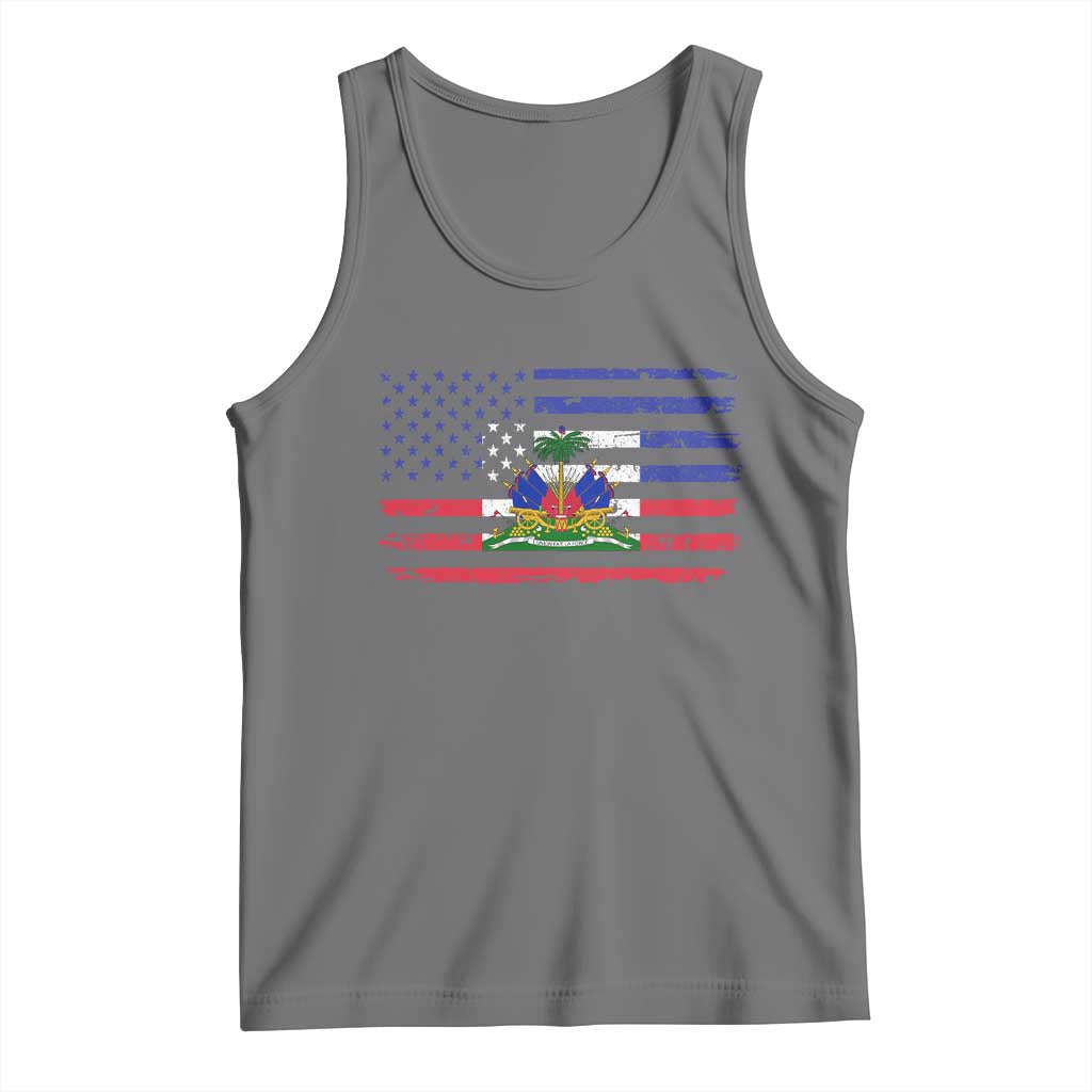 American Haitian Haiti USA Flag Tank Top TS11 Black Heather Print Your Wear