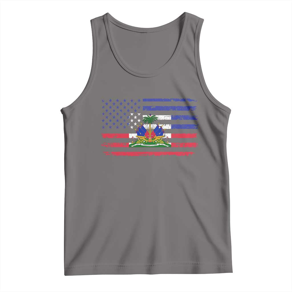 American Haitian Haiti USA Flag Tank Top TS11 Deep Heather Print Your Wear