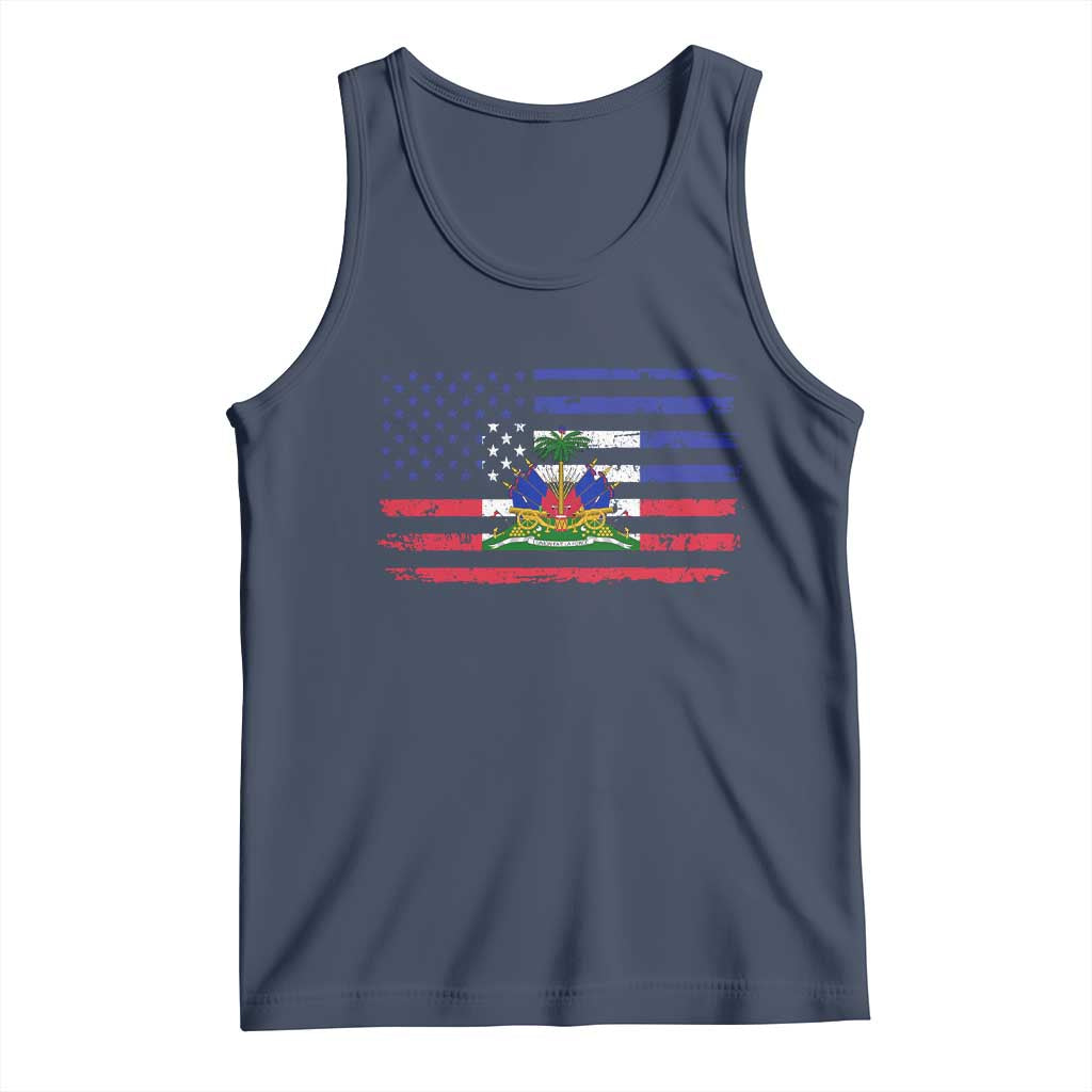 American Haitian Haiti USA Flag Tank Top TS11 Navy Print Your Wear