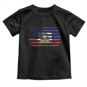 American Haitian Haiti USA Flag Toddler T Shirt TS11 Black Print Your Wear