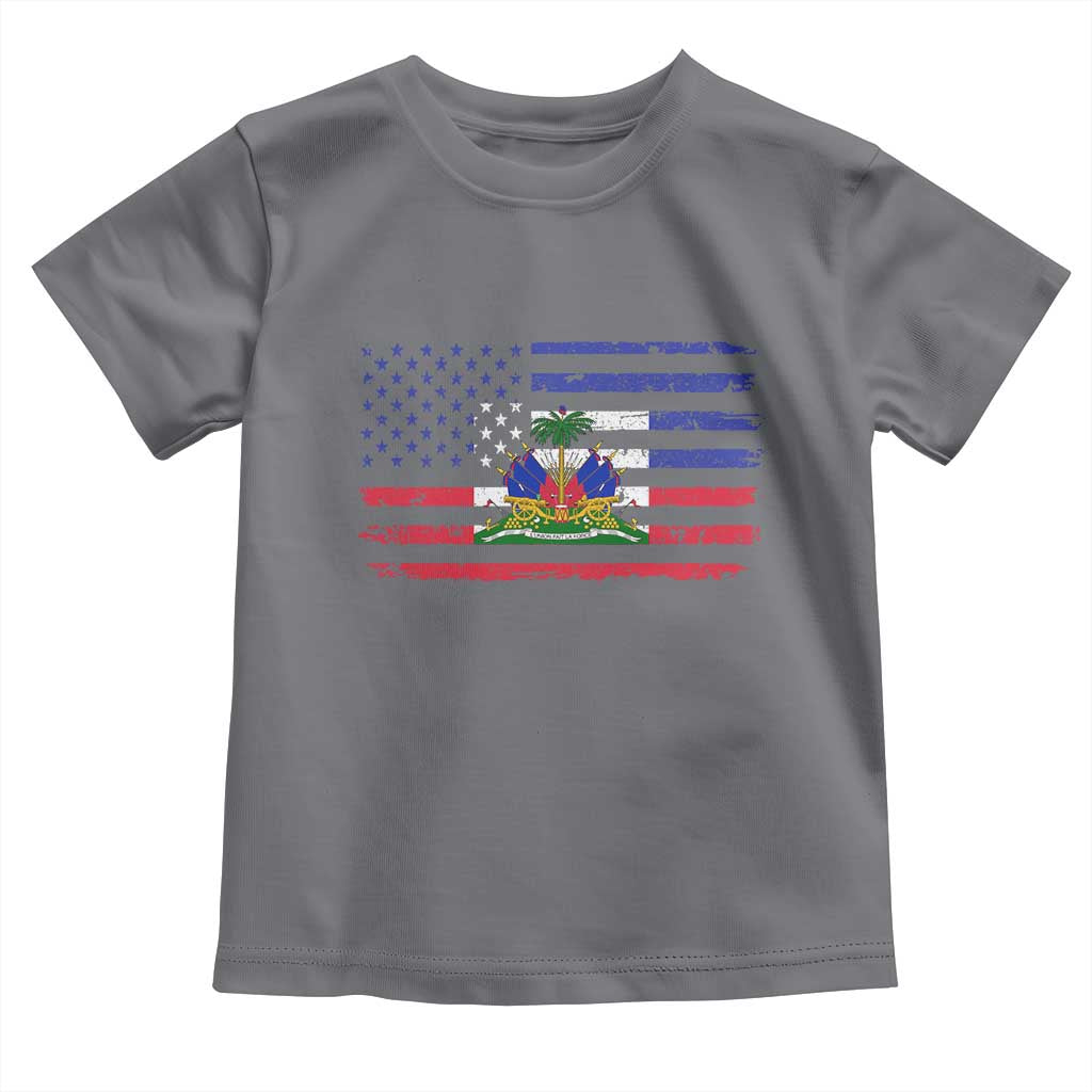 American Haitian Haiti USA Flag Toddler T Shirt TS11 Charcoal Print Your Wear