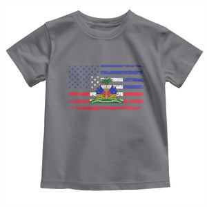 American Haitian Haiti USA Flag Toddler T Shirt TS11 Charcoal Print Your Wear