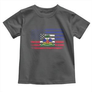 American Haitian Haiti USA Flag Toddler T Shirt TS11 Dark Heather Print Your Wear