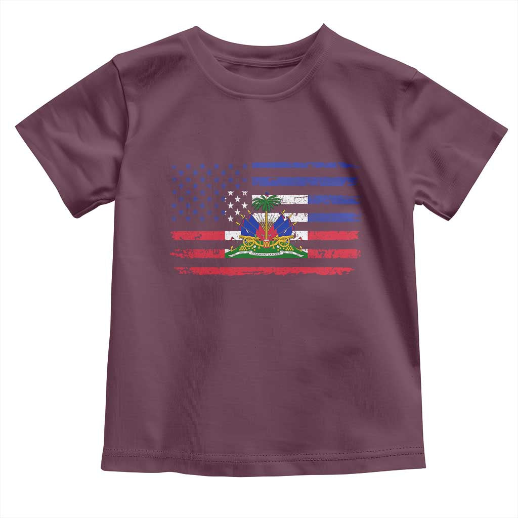 American Haitian Haiti USA Flag Toddler T Shirt TS11 Maroon Print Your Wear