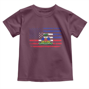 American Haitian Haiti USA Flag Toddler T Shirt TS11 Maroon Print Your Wear