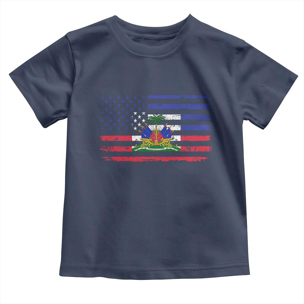 American Haitian Haiti USA Flag Toddler T Shirt TS11 Navy Print Your Wear