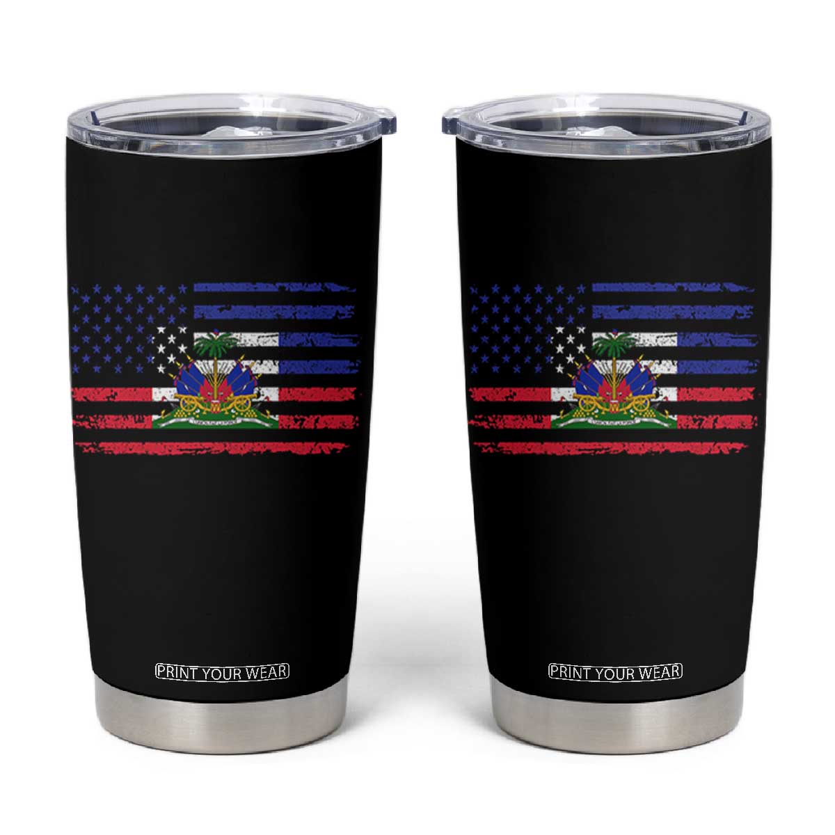 American Haitian Haiti USA Flag Tumbler Cup TS11 Black Print Your Wear