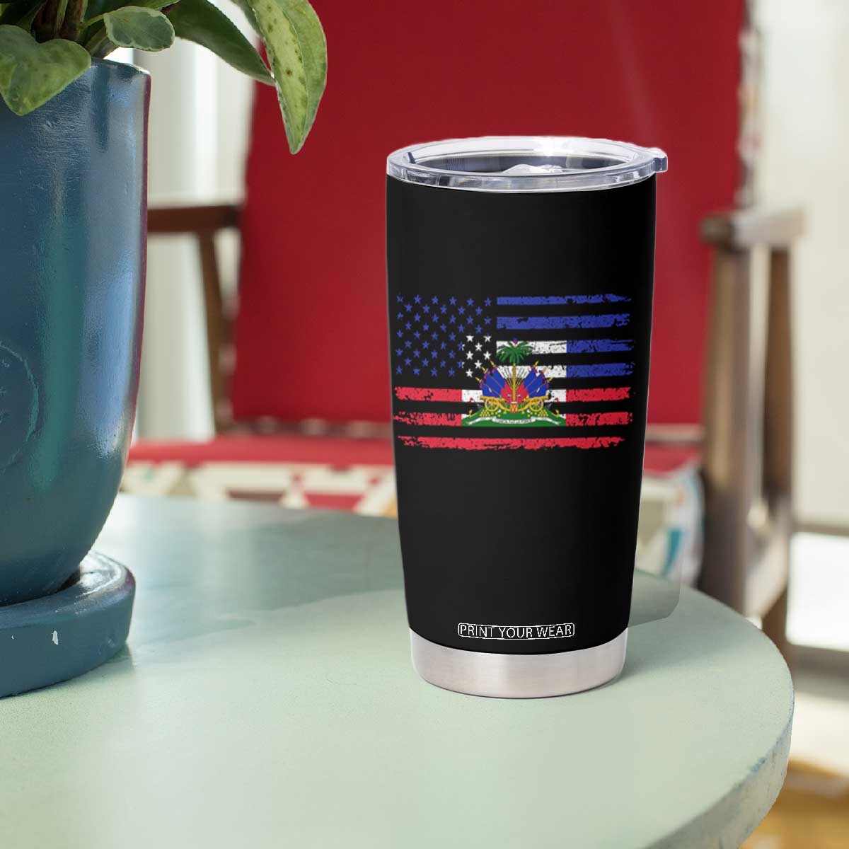 American Haitian Haiti USA Flag Tumbler Cup TS11 Print Your Wear