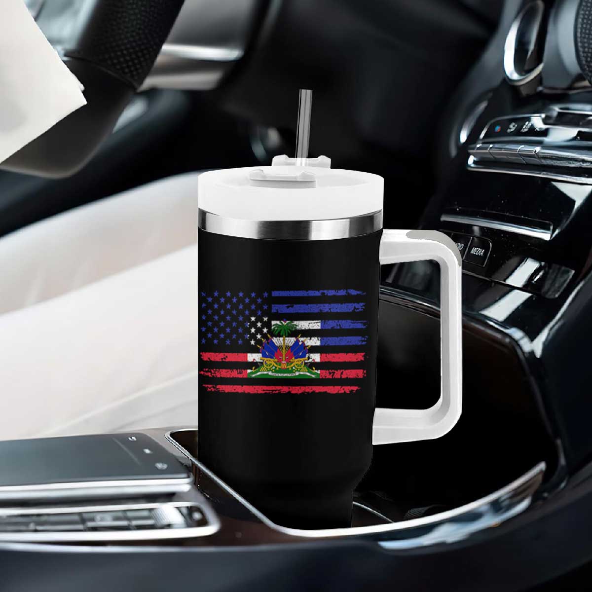 American Haitian Haiti USA Flag Tumbler With Handle TS11 Print Your Wear