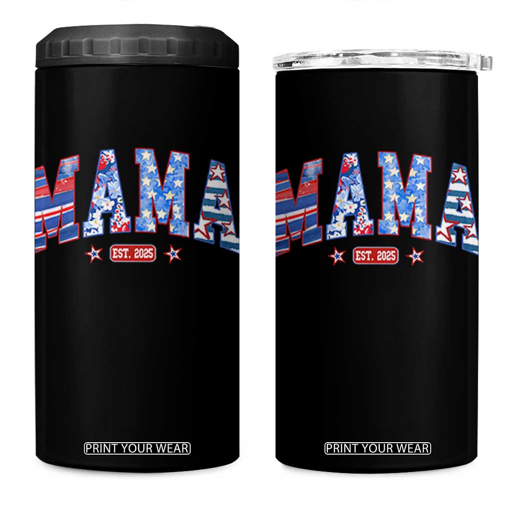 American Mama Est 2025 4 in 1 Can Cooler Tumbler 4th of July Pregnancy Reveal TS10 One Size: 16 oz Black Print Your Wear