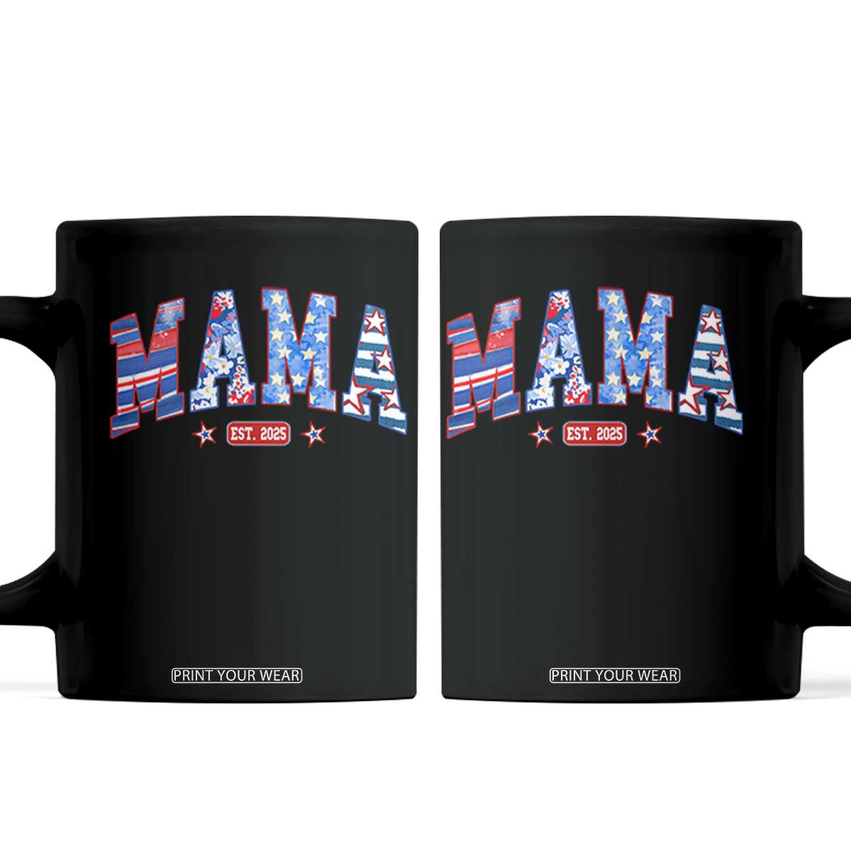 American Mama Est 2025 Coffee Mug 4th of July Pregnancy Reveal TS10 Black Print Your Wear