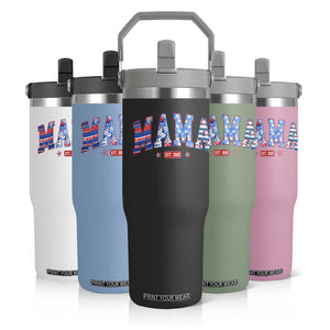 American Mama Est 2025 Flip Straw Tumbler 4th of July Pregnancy Reveal TS10 Print Your Wear