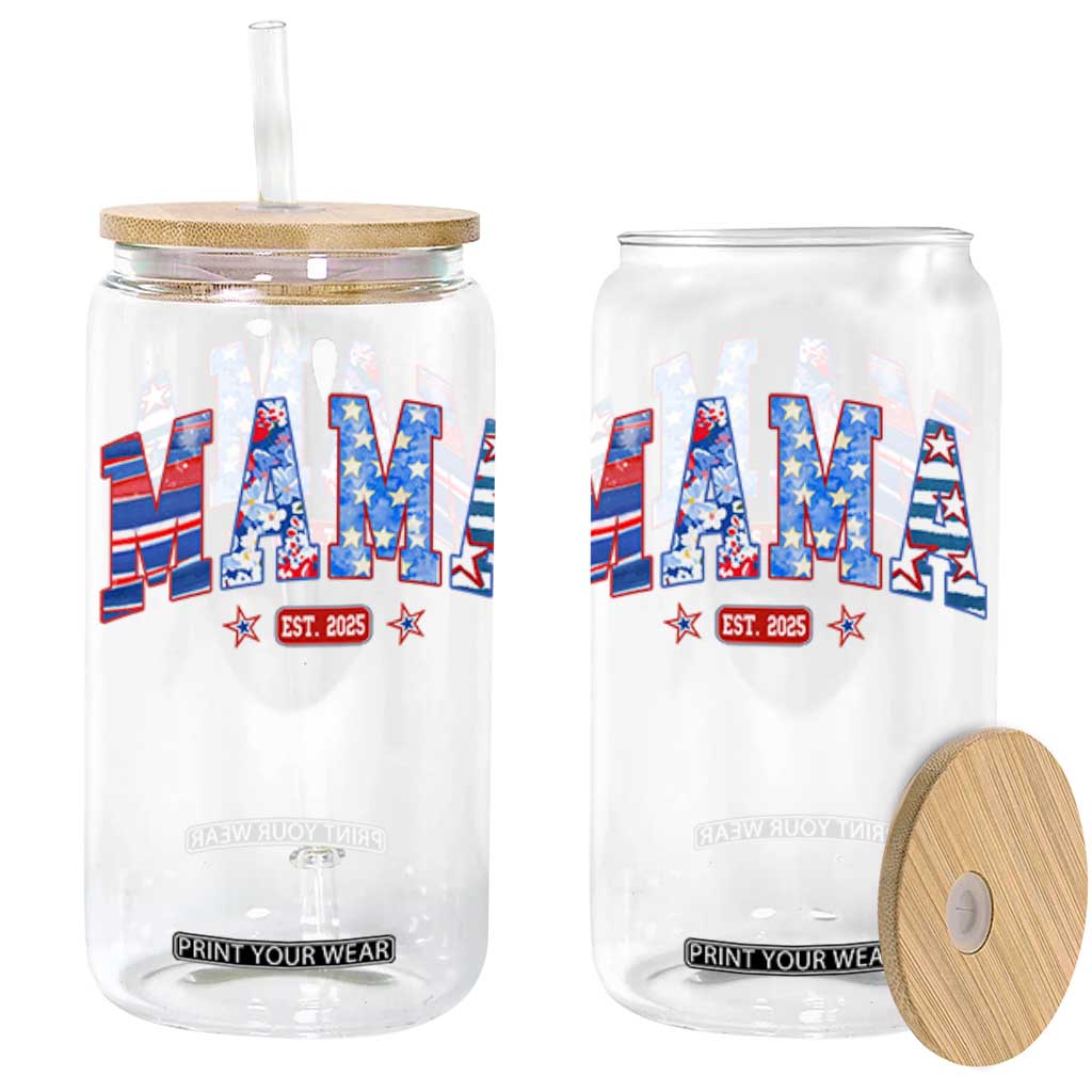 American Mama Est 2025 Glass Can 4th of July Pregnancy Reveal TS10 Black Print Your Wear