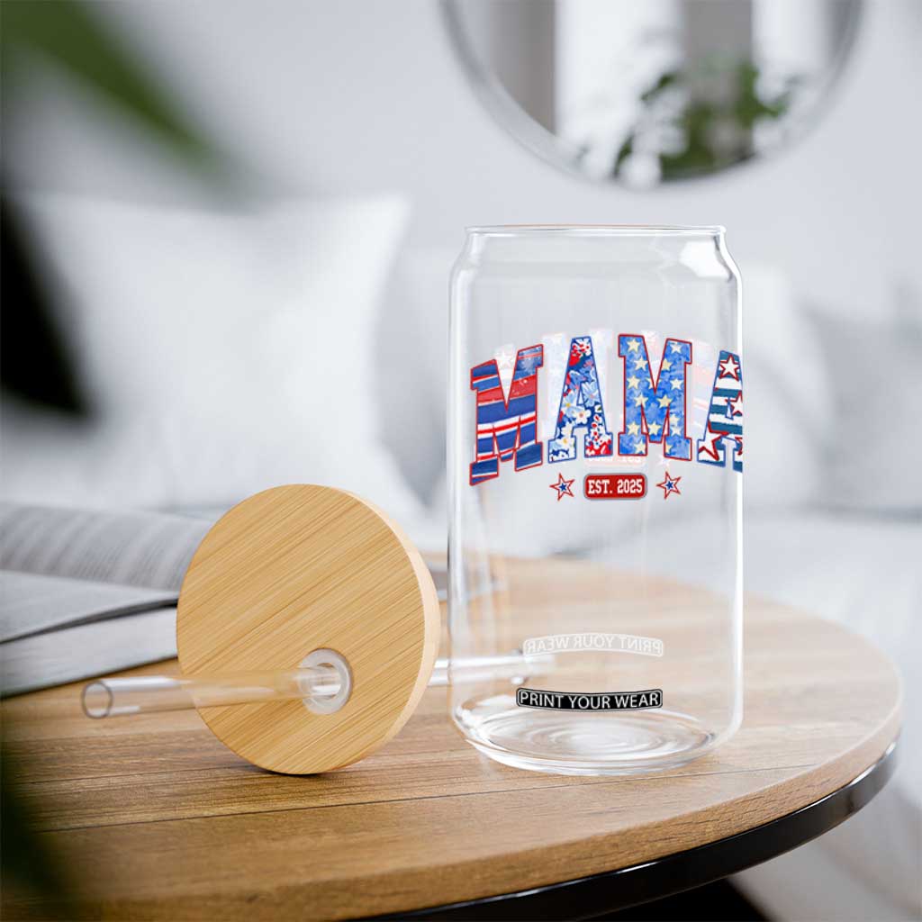 American Mama Est 2025 Glass Can 4th of July Pregnancy Reveal TS10 Print Your Wear