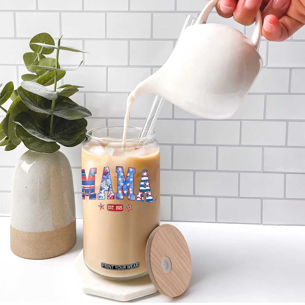 American Mama Est 2025 Glass Can 4th of July Pregnancy Reveal TS10 Print Your Wear